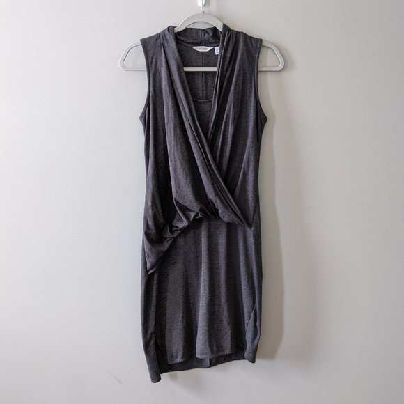 Athelta Duet Faux Wrap Jersey Dress in Charcoal - Picture 2 of 7